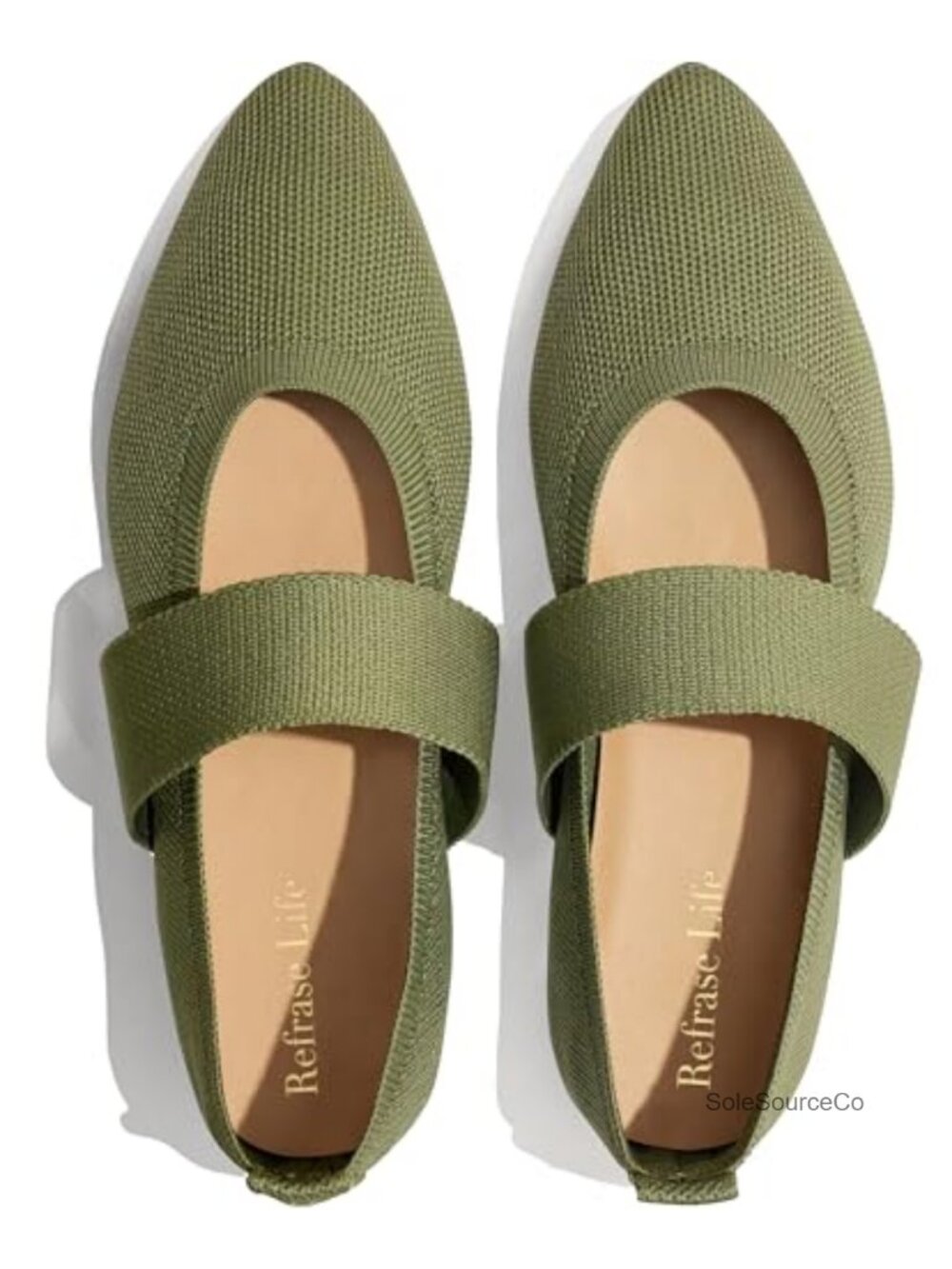 Women's Mary Jane Flats Pointed Toe Knit Breathable Slip-On